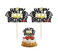 NYGGTYK Nserto De La Tarjeta De Levantamiento De Pesas De 2 Piezas, Sombrero De Pastel De Feliz Cumpleaños, Tema De Fitness De Niño -Kuchen -Plugin, Decoración De La Fiesta De Cumpleaños