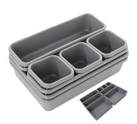 NYGGTYK Organizador de cajones de 8 piezas, organizador dividido, divisor de cajones, adecuado para dormitorio, estudio, cocina, almacenamiento de cajones y organización (gris oscuro)
