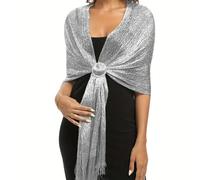 NYGGTYK Pañuelo modular para mujer, chal de plata, purpurina, lentejuelas, para bodas, fiestas