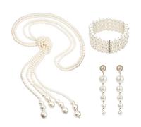 NYGGTYK Paquete de 3 joyas de perlas sintéticas, collar de perlas de la década de 1920, pendientes de perlas multicapa, pulseras de perlas para mujer, joyas para uso diario, fiestas y celebraciones