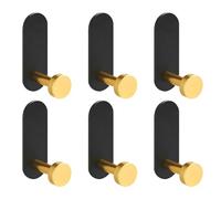 NYGGTYK Paquete de 6 ganchos de pared de metal, ganchos para colgar ropa detrás de la puerta, ganchos para toallas, ganchos sin agujeros, ganchos para paraguas, ganchos impermeables e inoxidables para