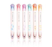NYGGTYK Paquete de 6 Subrayadores Kawaii Escolares, Rotuladores de Doble Extremo Con Diseño de Animales y Gatos, Útiles Escolares