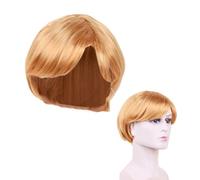 NYGGTYK Peluca de maquillaje rubio, peluca de flequillo lateral para hombres, estilo retro dorado, 1 pieza