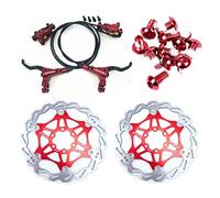 NYK Zoom - Juego de frenos de disco hidráulicos para bicicleta de montaña, juego delantero y trasero con rotor de disco flotante de 160 mm y pernos de color (rojo)
