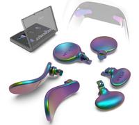 Nyko - Edge Paddle (arcoíris) - Botón trasero de metal de repuesto para controlador de borde dual de PS5 - 3 juegos de paletas de repuesto intercambiables - Caja de almacenamiento de plástico compacta