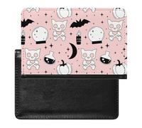 NYKVTG Funda Pasaporte Calavera Blanca Mágica Porta Pasaporte Vacunas Protector para Tarjeta De Crédito Billetes