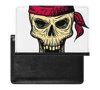 NYKVTG Funda Pasaporte Calavera Bufanda Roja Porta Pasaporte Vacunas Protector para Tarjeta De Crédito Billetes