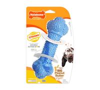 Nylabone Double Action Bone Strong Chew juguete para perros Juguete de perro de goma natural para sabor a mantequilla de man de aburrimiento perros