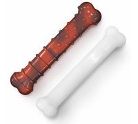 Nylabone Durable Power - Juguetes dentales masticables para Perros, Paquete Doble, Carne Seca de Res y Sabor a Pollo, Grande, para Perros de hasta 23 kg (2 Unidades)