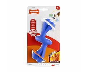 Nylabone, Efecto Masticador Extremadamente Fuerte, Juguete Interactivo con Hueso rodante, Sabor Bacon, Grande - para Perros de hasta 23 kg
