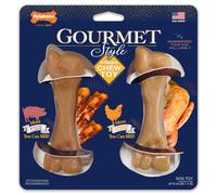 Nylabone Gourmet Style Strong Chew Toy Bundle Toys para perros Bacon y sabor a pollo Pequeo - hasta 25 lbs 2 paquete