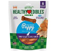 Nylabone Healthy Edibles Natural Puppy Treats - Tratamientos para perros de larga duración - Suministros para cachorros - Turquía & Sweet Potato Flavor, S/Regular (8 Count)