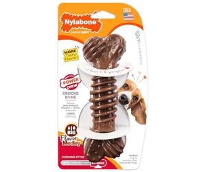 Nylabone Juguete masticable en Forma de Hueso para la higiene Dental de Perros con mordida agresiva, Hueso con Textura, Mezcla de sabores, para Perros Adultos de hasta 16 Kilos 138 g
