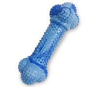 Nylabone Juguete masticable fuerte de hueso de doble acción para perros, juguete de goma natural para el aburrimiento, sabor a mantequilla de maní, perros grandes, hasta 50 libras, 1 unidad
