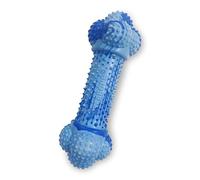 Nylabone Juguete masticable fuerte de hueso de doble acción para perros, juguete de goma natural para el aburrimiento, sabor a mantequilla de maní, perros grandes, hasta 50 libras, 1 unidad