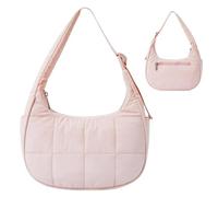 Nylon Bag, Lightweight Women's Underarm Carryall, 9.84x3.94x6.1 Inches Soft Puffy Boho, Portable Bag for Shoulder Purse, Fashion Purses Soft Viga, Negro , riferimento alla descrizione