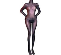 Nylon Body Lencería Mujer Sexy Full Body Sleeveless Catsuit Open Encantador Zip Lencería Pajamas Oil Glitter Erotic Nightwear, d, Talla única