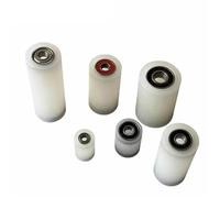 Nylon Rodillo impulsado Rueda de posicionamiento Rueda de sujeción de puerta corredera Silenciador de doble rodamiento(D15.6xW38 hole4)