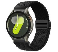 Nylon Strap 20mm Compatible with Huawei Watch GT2 GT3 42mm, Samsung Galaxy Watch 7/6/5/4 40mm 44mm 43mm 45mm 46mm, Garmins Vivoactive 5/6/3, Amazfits GTS 5, Braided Stretchy Magnetic Watch Band Black