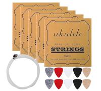 Nylon Ukulele Strings - 5 conjuntos de nailon para ukelele Strings, String Winder For Soprano, String Winder For Soprano (21 pulgadas) Concierto, sintonizador, Felt Picks, Capo, Finger Protectors