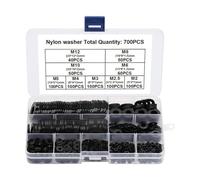 Nylon Washer Set - 700 Pieces Flat Black Assortment Washers Kit with Storage Case 17.3x10x2.2cm,Nylon Gaskets for Automobiles, Kitchen Appliances, Electronic Devices
