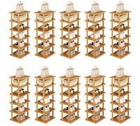 Nylvane Zapatero vertical de bambú de 6 niveles, almacenamiento de zapatos delgado para espacios estrechos, zapatero alto para entrada o esquina