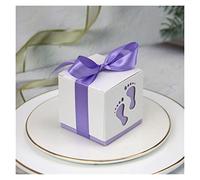 NYMFEA yaoqijie 20/50 / 100pcs Pie Candy Caja Carro Carro Bolsa Dulce Huellas Favoritos Favor Favor Regalo Cajas Ducha Cumpleaños Bautismo Contenedor Lasting (Color : Foot Purple, Size : 50pcs)