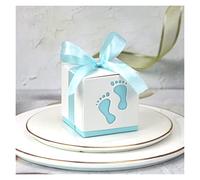 NYMFEA yaoqijie 20/50 / 100pcs Pie Candy Caja Carro Carro Bolsa Dulce Huellas Favoritos Favor Favor Regalo Cajas Ducha Cumpleaños Bautismo Contenedor Lasting (Color : Foot Light Blue, Size : 50pcs)