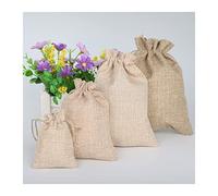 NYMFEA yaoqijie 50 unids Bolsa de Regalo Estilo Vintage arpillera Natural joyería de Lino de Lino Bolsa de Almacenamiento de Viaje Mini Caramelo Jute Embalaje Bolsas Lasting (Color : Kh