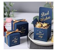 NYMFEA yaoqijie 50 unids/Lote el Favor de los Regalos del Día APECIAL Cajas de Caramelo con la Cinta Custom Baby Shower Body Party Favor de decoración Lasting (Color : Navy Blue, Size : 8x8x8cm)