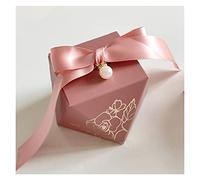 NYMFEA yaoqijie Caja de Regalo Diamante Forma de Papel Cajas de Caramelo Caja de envasado de Chocolate Favores de Boda for huéspedes Fiesta de cumpleaños Lasting (Color : Pink 1, Size : 50 PCS)