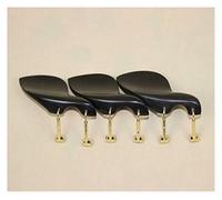 NYMFEA yaoqijie - Juego de 3 piezas de madera de ébano natural 4/4 para violín, violín, mentonera, accesorios para violín, abrazaderas de gancho dorado instaladas duraderas