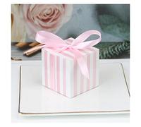 NYMFEA yaoqijie Nueva Cookies DE Papel Caja Rayas Rayas Cajas Cajas de Papel Ajuste for Embalaje Decoración de la Fiesta de cumpleaños de la Boda Lasting (Color : Pink Strip, Size : 10
