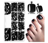 Nymora 240 Stück Press on Nails Füße Schwarz, Komplettes Set Künstliche Fußnägel für DIY Pediküre