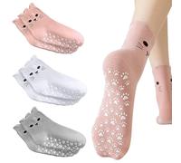 Nymora 3 Pilates Socken Rutschfeste Yoga Socken, Pilates Set für Damen, Trainingssocken für Pilates Reformerrunde, Yoga Zubehör, Workouts für Frauen (Weiß, Rosa, Grau)
