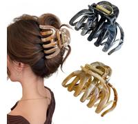 Nymora Claw Clip, Große Haarklammer, 9 cm Haarspange groß für Damen, 2er Set Grau & Braun, Trendiger Look für dünnes und dickes Haar, Hairstyling-Zubehör