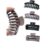 Nymora Cozy Cloud Clip: 4 Pinzas de Cabello de Silicona Suave, Flexible y Antideslizante, Gran Agarre para Mujeres, Squishy Hair Claw Clips (Negro y Marrón)