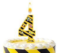 Nymora Geburtstagskerzen Zahlen 4, Bagger & Traktor Tortendeko Kerze für Baustellen Geburtstag, Kerzen Geburtstag Baustelle Deko für Jungen 4 Jahre