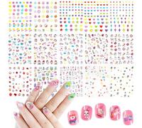 Nymora Nagelsticker Kinder, 15 Bögen Selbstklebende Nagelaufkleber mit Einhorn Regenbogen Blume Herz Tieren, Nageltattoos Nageldesign Nail Art Sticker für Mädchen Geburtstagsparty