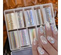 Nymora Nageltransferfolie Spitze Blume Lace Design, Holografisch, 10 Rollen, Transfergel für Gel Nägel, Nagelsticker Nageltattoos Nail Art Zubehör
