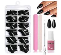 Nymora Press on Nails, 240 unidades de uñas postizas para pegar, puntas de gel suaves, material ABS, incluye pegamento para uñas de 8 ml, lima de uñas, empujador de cutículas, caja de almacenamiento