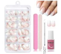 Nymora Press on Nails, 240 unidades de uñas postizas para pegar, puntas de gel suaves, material ABS, incluye pegamento para uñas de 8 ml, lima de uñas, empujador de cutículas, caja de almacenamiento