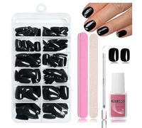 Nymora Press on Nails, 240 unidades de uñas postizas para pegar, puntas de gel suaves, material ABS, incluye pegamento para uñas de 8 ml, lima de uñas, empujador de cutículas, caja de almacenamiento
