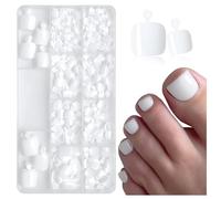 Nymora Press on Nails Füße, Fußnägel Tips, 240 Stück Weiße Quadratische Künstliche Zehennägel, Komplettes DIY Pediküre Set mit Zubehör