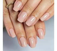 Nymora Press On Nails Kurz Eckig - 32 Stück Kurze Quadratische Nudefarbene Gelnägel zum Aufkleben, Künstliche Fingernägel mit Zubehör