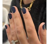 Nymora Press On Nails Kurz, Fake Nägel Gel Nägel zum Aufkleben Blau, 24 Stück Kurze Quadratische Blaue Nagelkunst-Teile mit Kleber und Nagelfeile