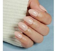 Nymora Press on Nails Oval - Nude Pink Nägel Zum Aufkleben Summer Oval Nails with Nail Glue, Full Cover in Salonqualität, Reusable 32 Nail Tips in 16 Sizes