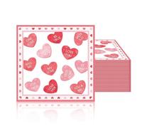 Nymora Servilletas para Cumpleaños, Boda, Día de San Valentín, Baby Shower - 20 Servilletas de Papel con Estampado de Corazón Rojo, Personalizables, Decoración de Mesa