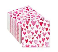 Nymora Servilletas para Cumpleaños, Boda, Día de San Valentín, Baby Shower - 20 Unidades de Servilletas de Papel con Diseño de Corazón Rojo, Personalizables, Decoración de Mesa