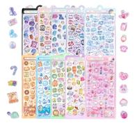 Nymora Set de 10 Mini Pegatinas, Decoración Kawaii Cosas Tiernas Animales, Pegatinas 3D Pequeñas para Libro de Pegatinas & Washi, Pegatinas Impermeables para Scrapbooking